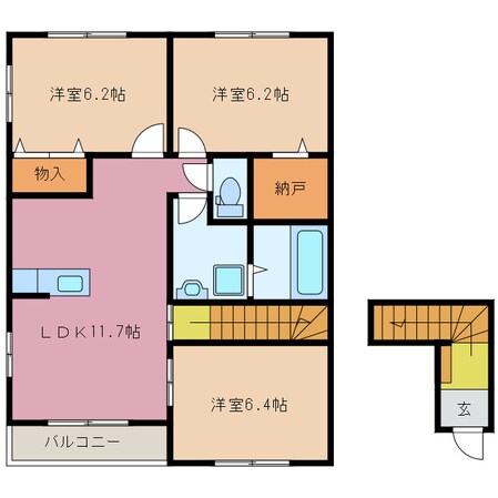 伊勢松本駅 徒歩29分 2階の物件間取画像